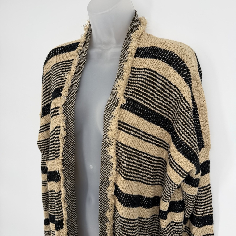Lauren Ralph Lauren Sz L Linen/Cotton Striped Knit Long Cardigan‎ Fringe Western - Picture 3 of 9